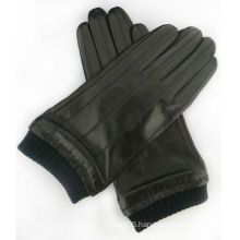 men classic style real black leather motorcycle gloves